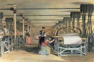 Power Loom Weaving, 1834 by Thomas Allom